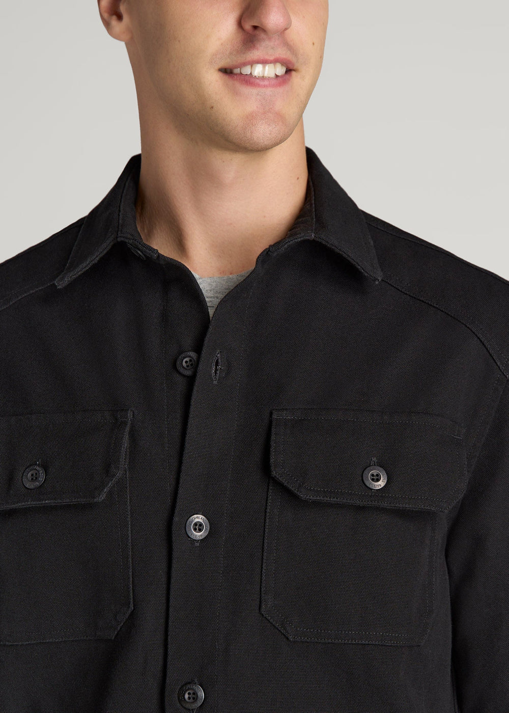 American Tall Online Shop | LJ&S Canvas Shirt Jacket for Tall Men in Black