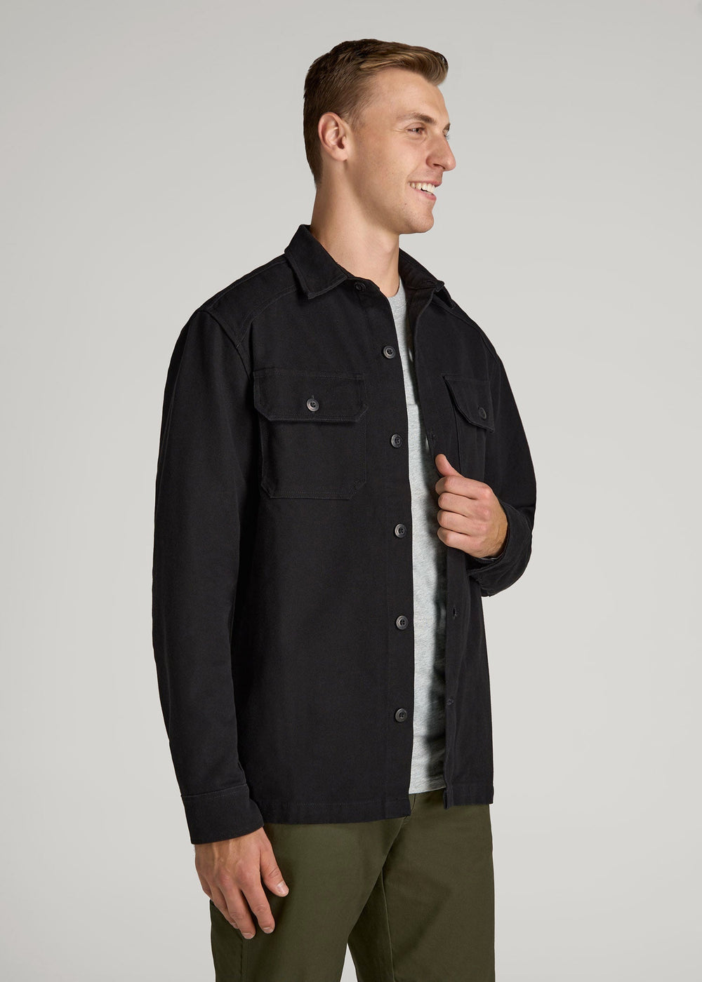 American Tall Online Shop | LJ&S Canvas Shirt Jacket for Tall Men in Black