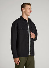 American Tall Online Shop | LJ&S Canvas Shirt Jacket for Tall Men in Black