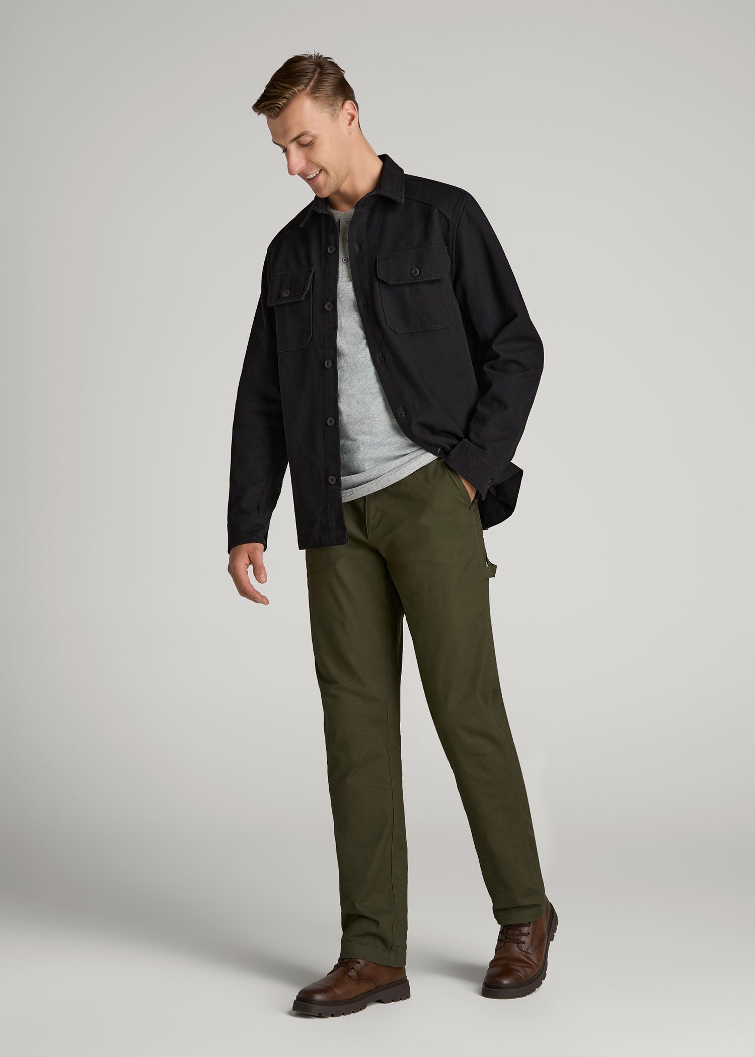 American Tall Online Shop | LJ&S Canvas Shirt Jacket for Tall Men in Black