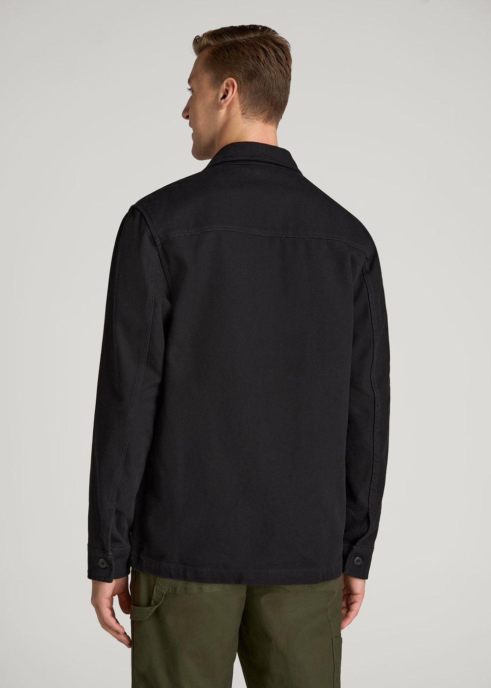 American Tall Online Shop | LJ&S Canvas Shirt Jacket for Tall Men in Black