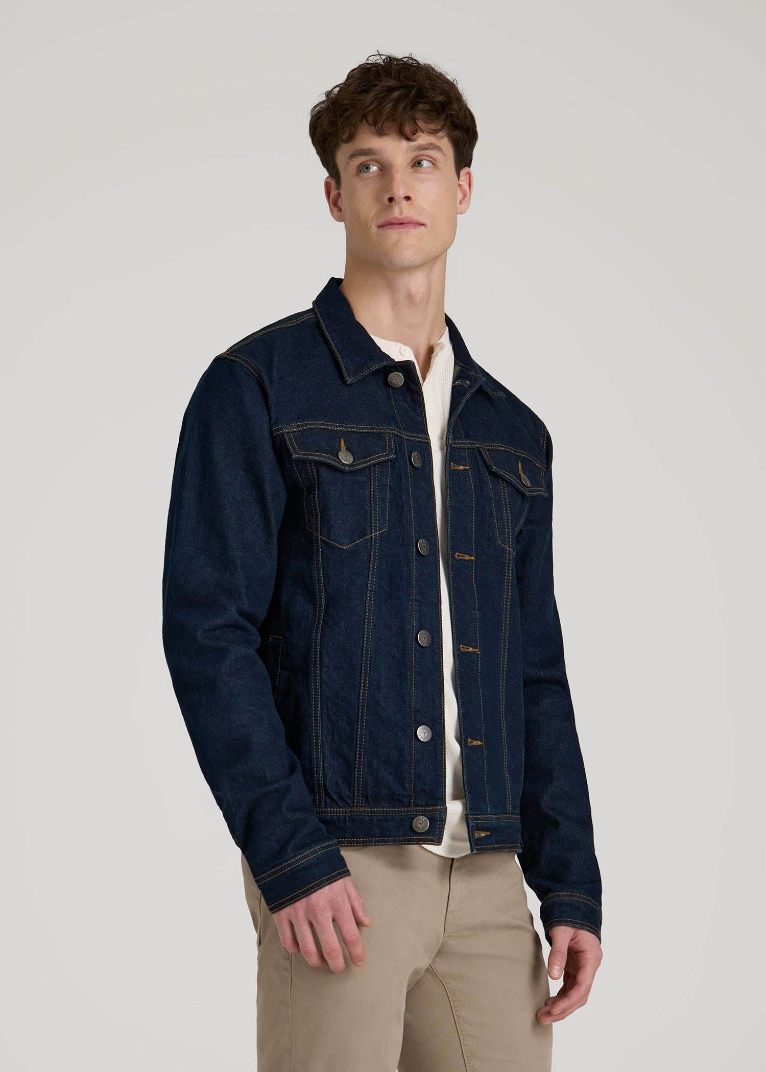 American Tall Online | Denim Trucker Jacket for Tall Men in Raw Indigo