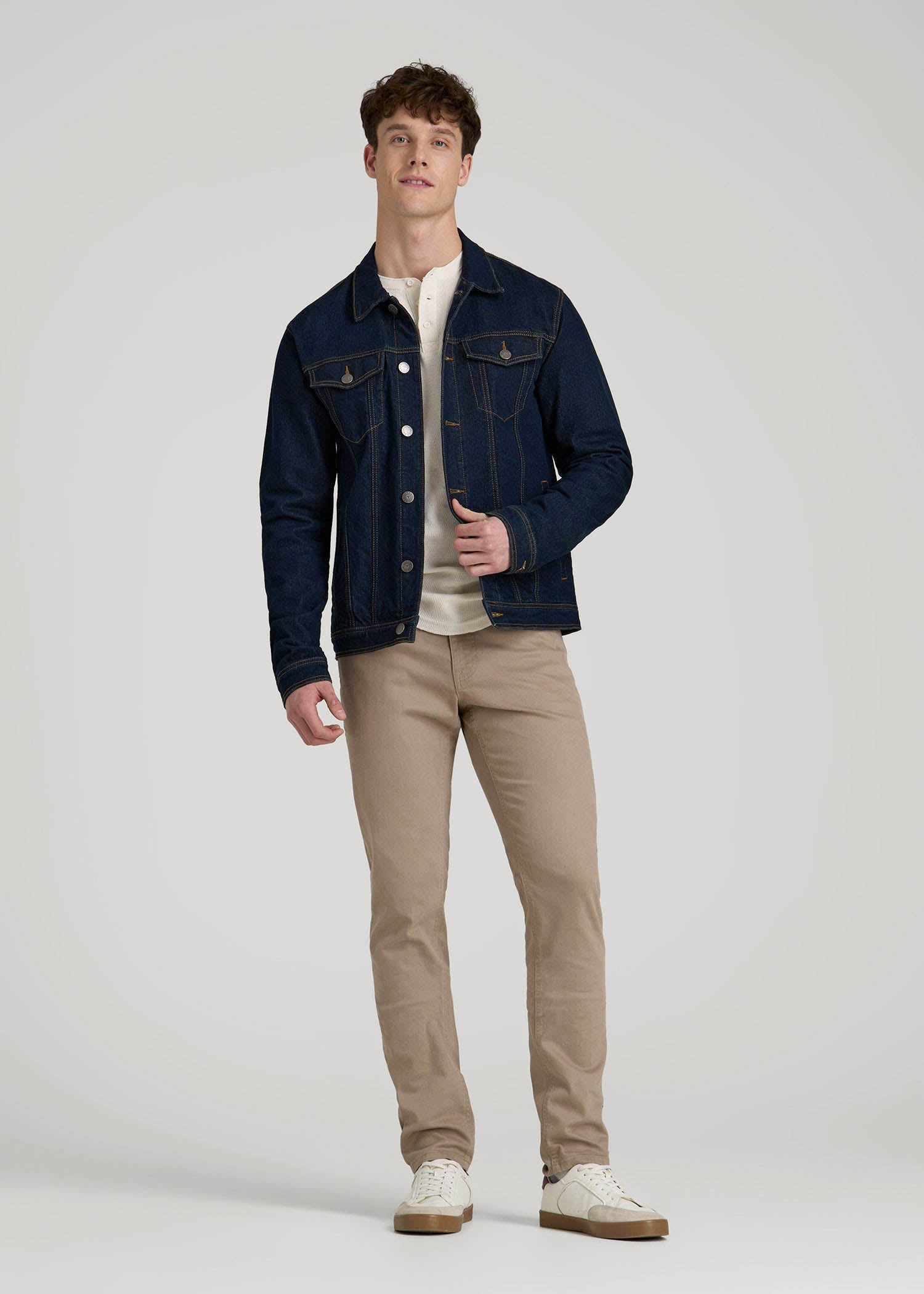 American Tall Online | Denim Trucker Jacket for Tall Men in Raw Indigo