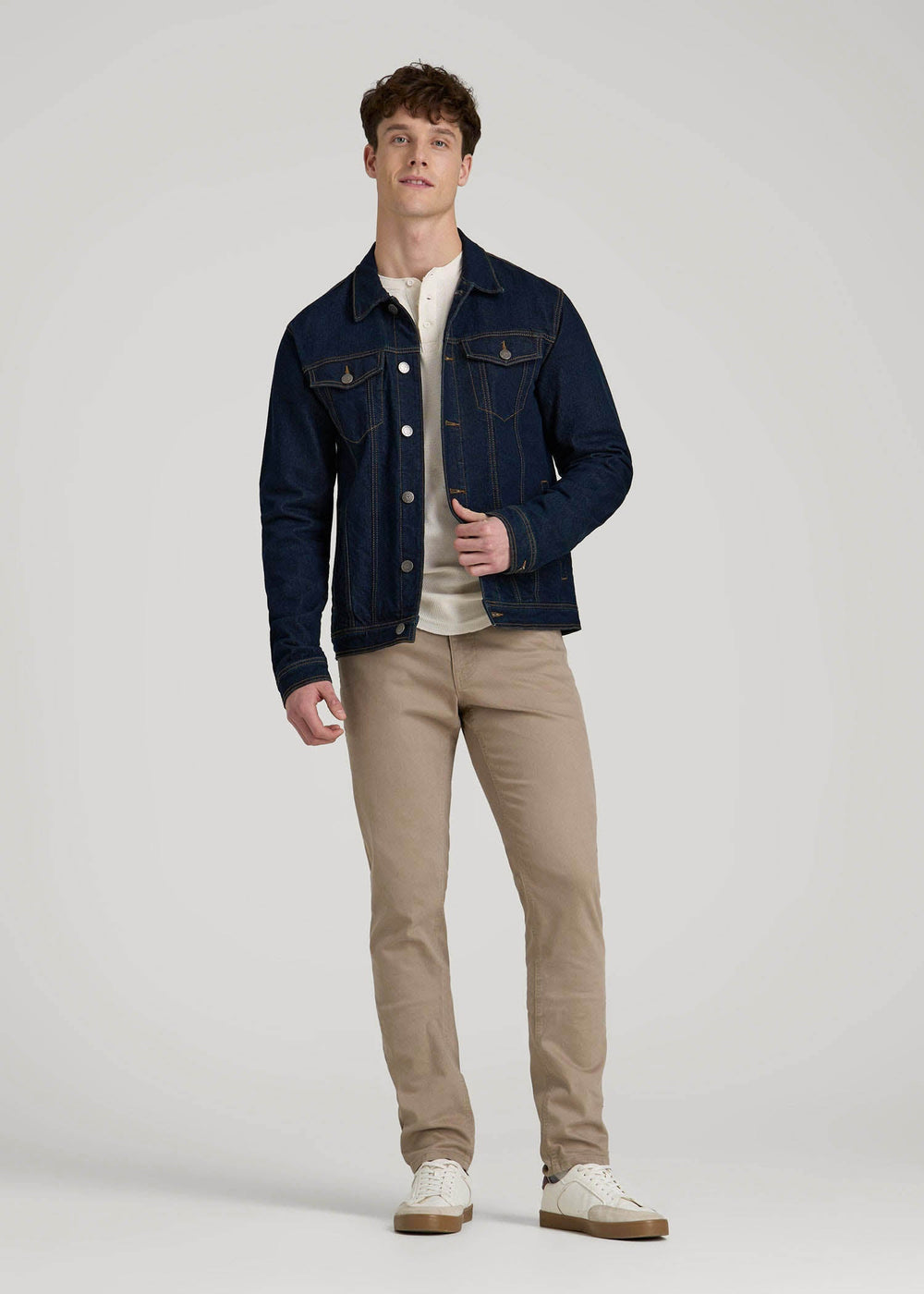 American Tall Online | Denim Trucker Jacket for Tall Men in Raw Indigo