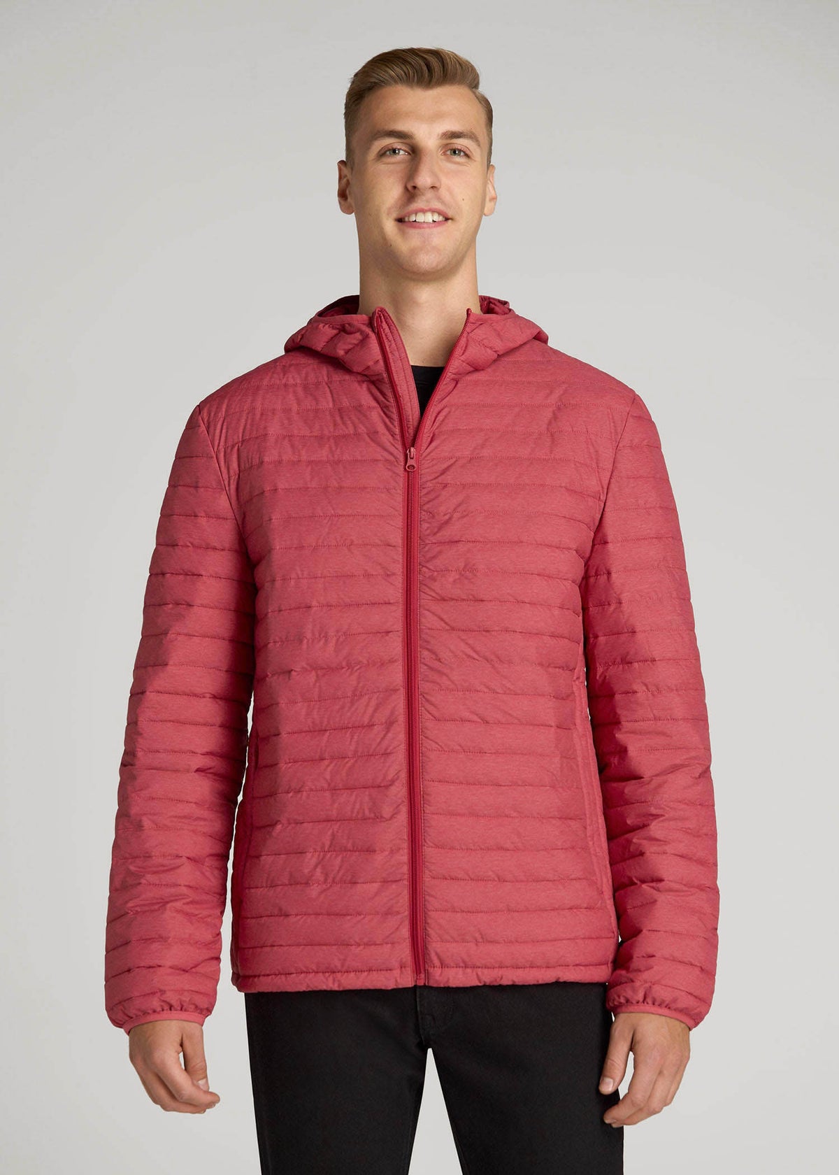 American Tall Sale | Packable Puffer Jacket for Tall Men in Red Space Dye