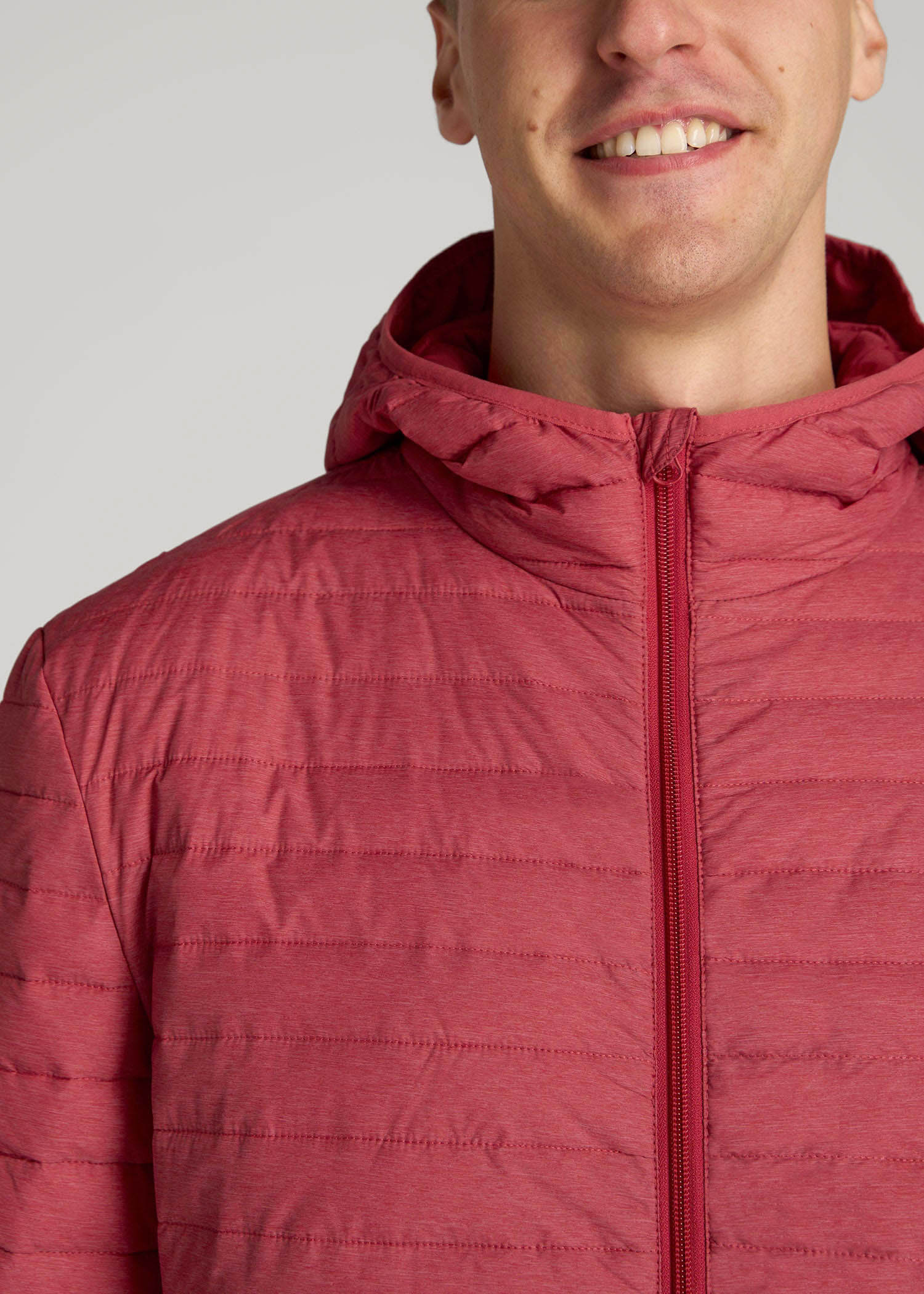 American Tall Sale | Packable Puffer Jacket for Tall Men in Red Space Dye