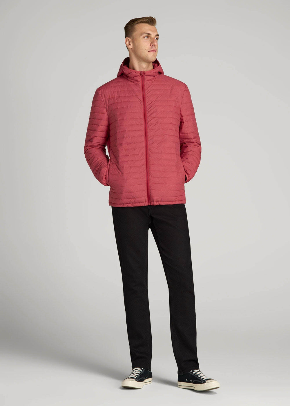 American Tall Sale | Packable Puffer Jacket for Tall Men in Red Space Dye