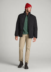 American Tall For Sale | Stand Collar Puffer Coat Jacket for Tall Men in Black