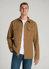 American Tall Online Shop | LJ&S Canvas Shirt Jacket for Tall Men in Sahara