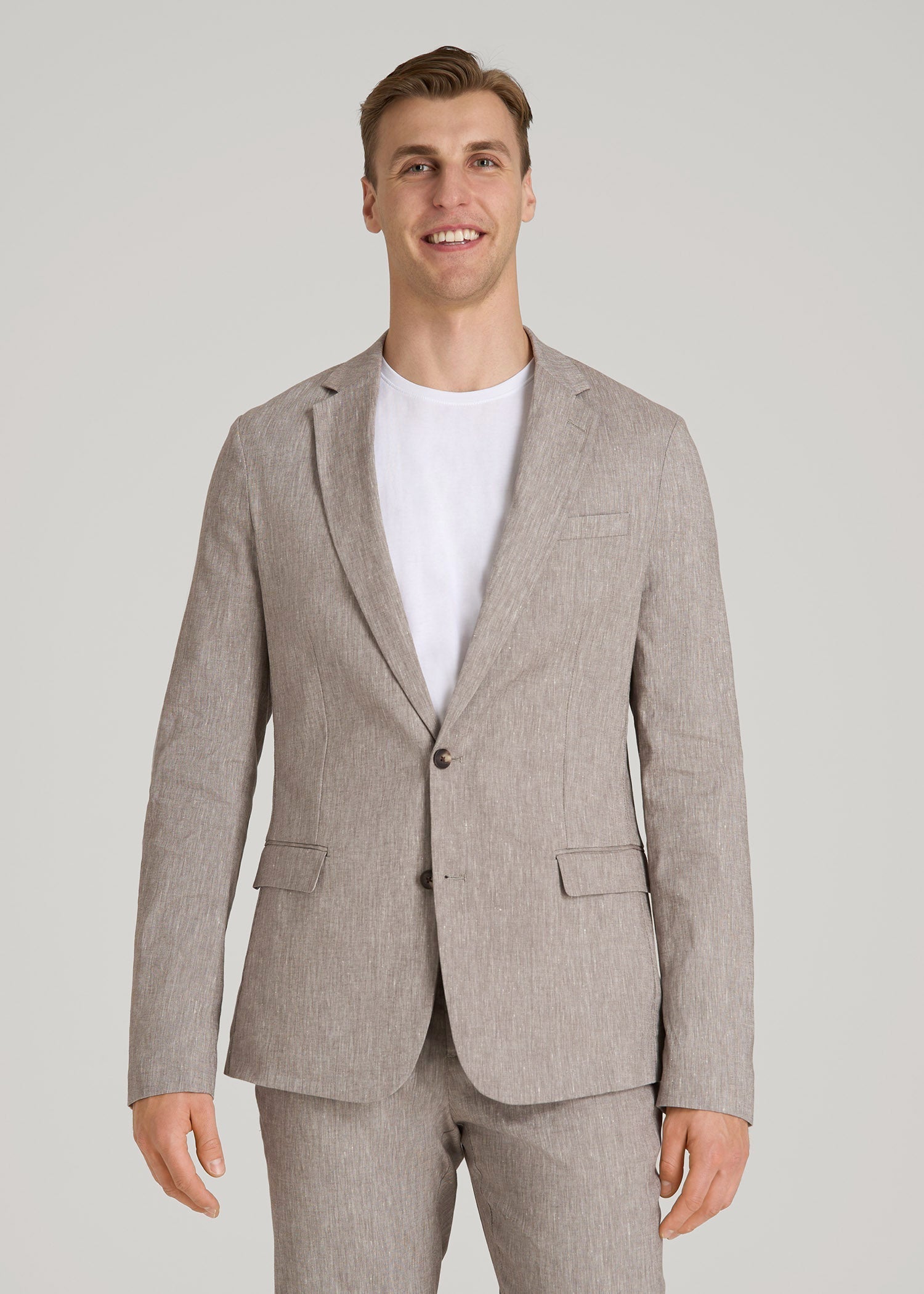 American Tall Online | Stretch Linen Blazer for Tall Men in Brown Linen