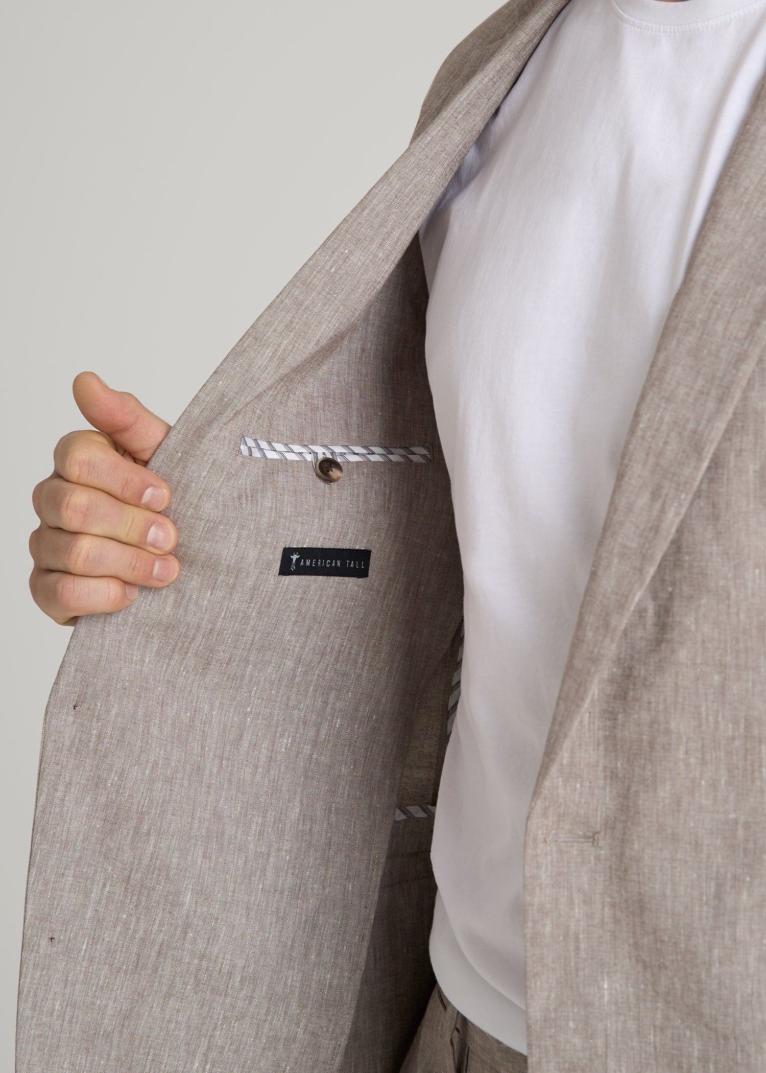 American Tall Online | Stretch Linen Blazer for Tall Men in Brown Linen