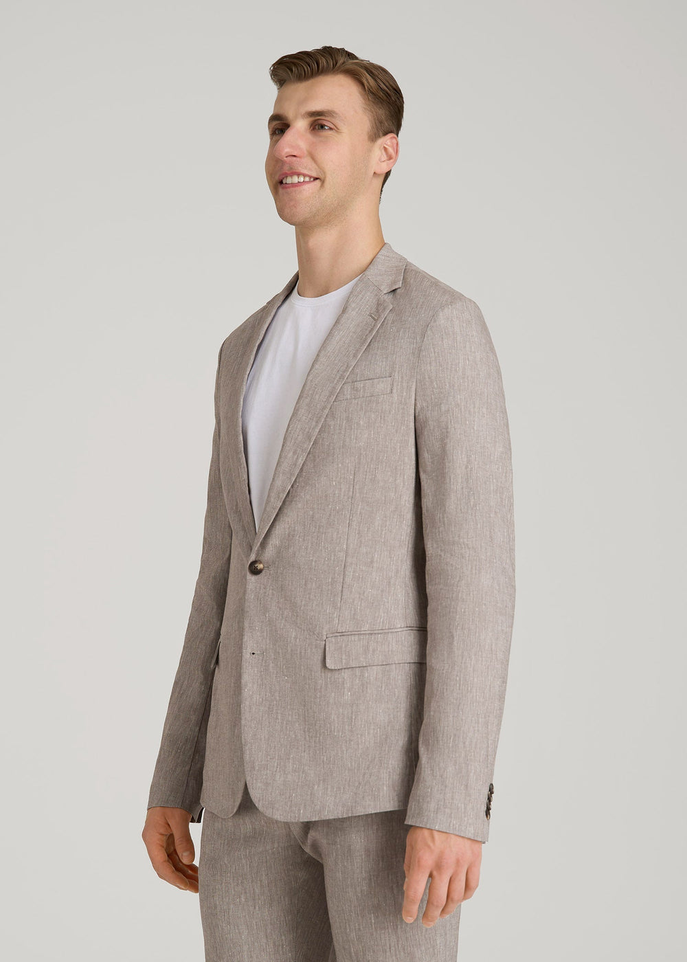 American Tall Online | Stretch Linen Blazer for Tall Men in Brown Linen