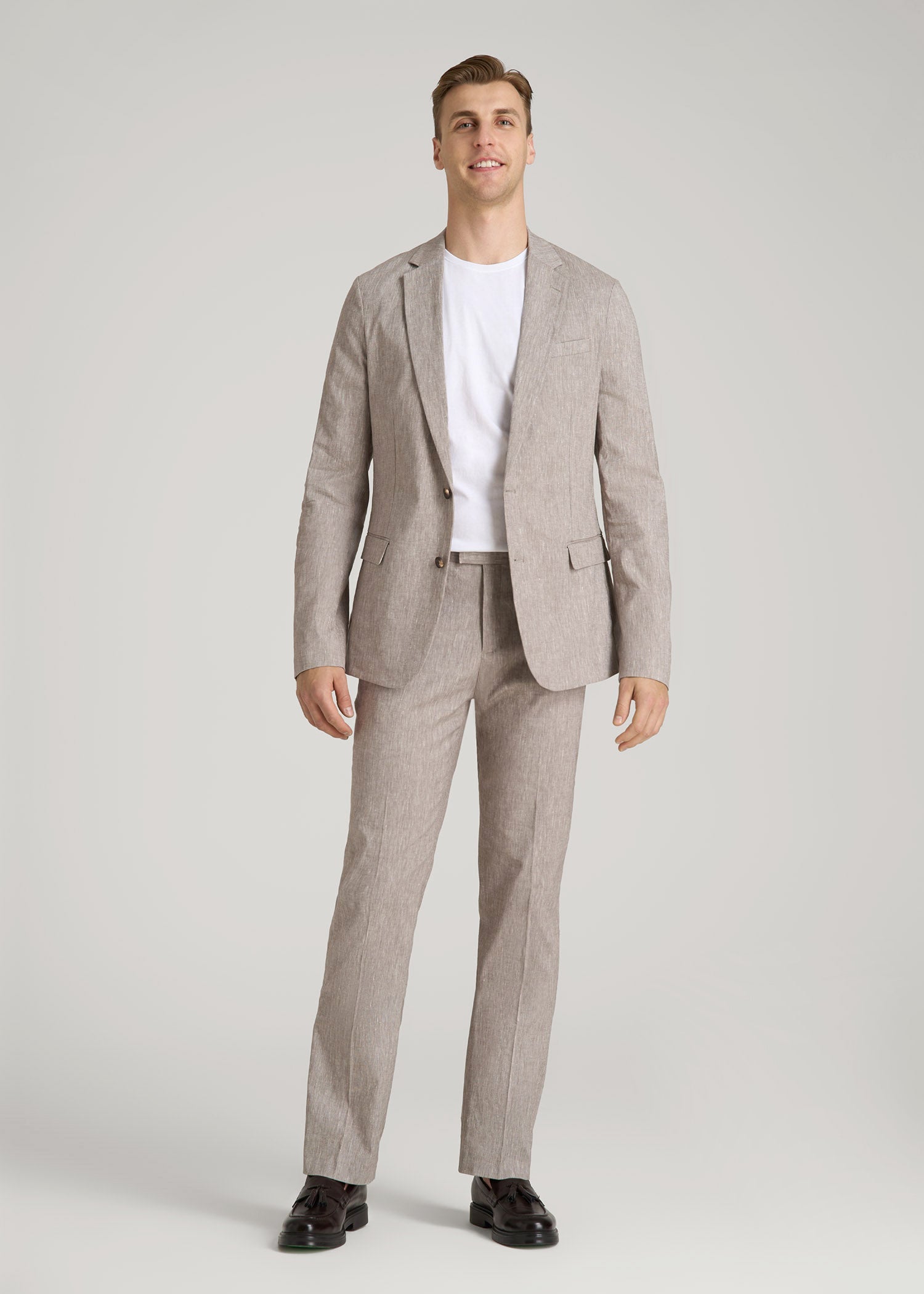 American Tall Online | Stretch Linen Blazer for Tall Men in Brown Linen