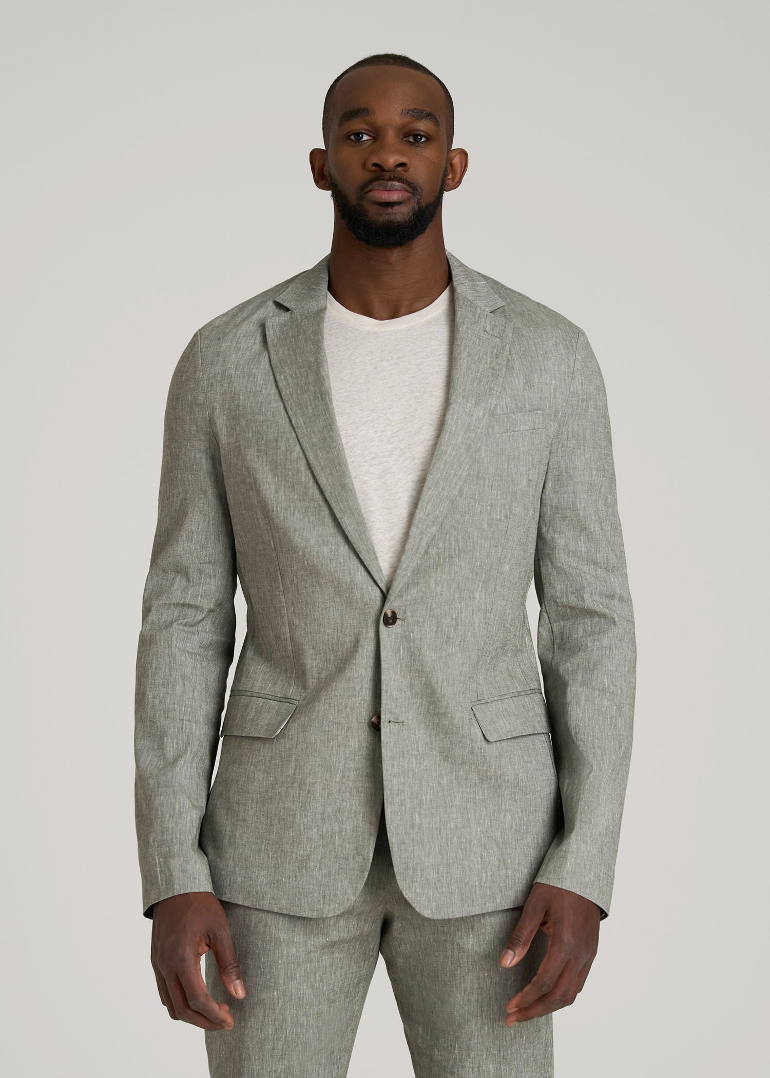 American Tall Sale | Stretch Linen Blazer for Tall Men in Climbing Ivy Linen