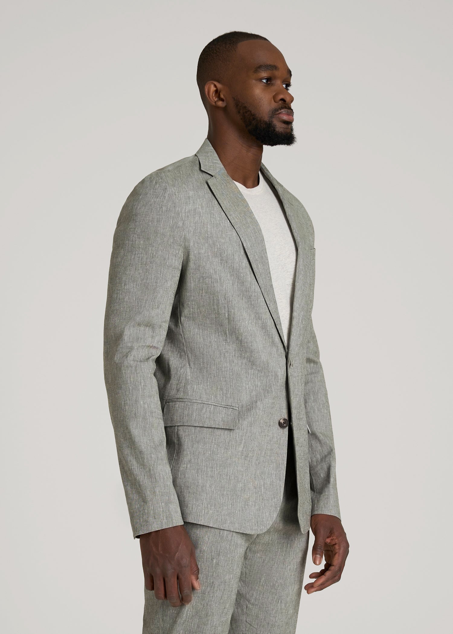 American Tall Sale | Stretch Linen Blazer for Tall Men in Climbing Ivy Linen