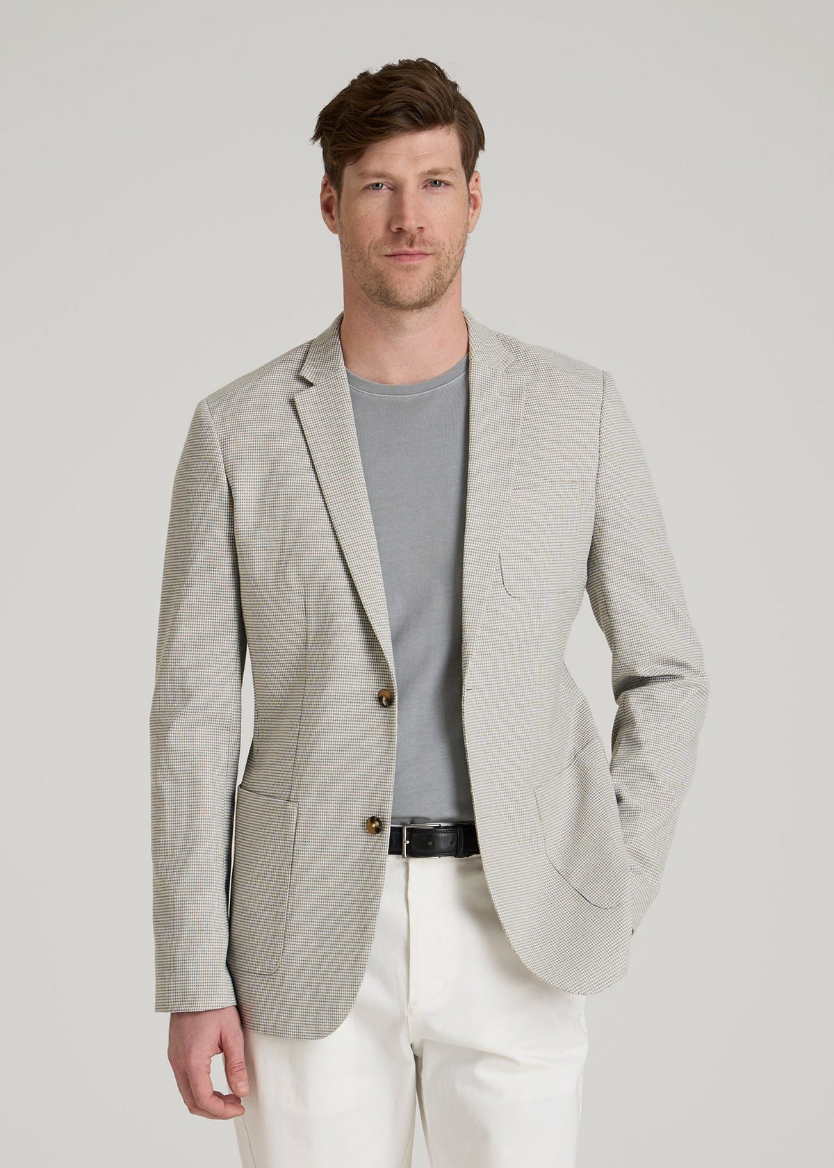 American Tall Outlet | Core Blazer for Tall Men in Beige and Grey Houndstooth