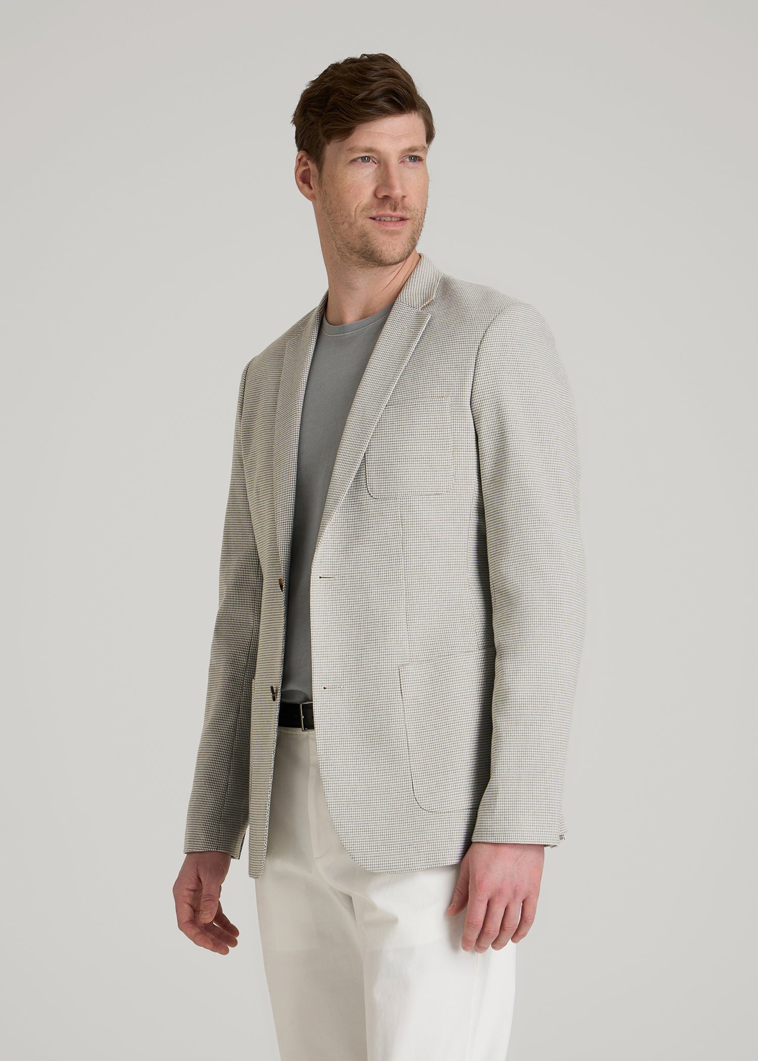 American Tall Outlet | Core Blazer for Tall Men in Beige and Grey Houndstooth