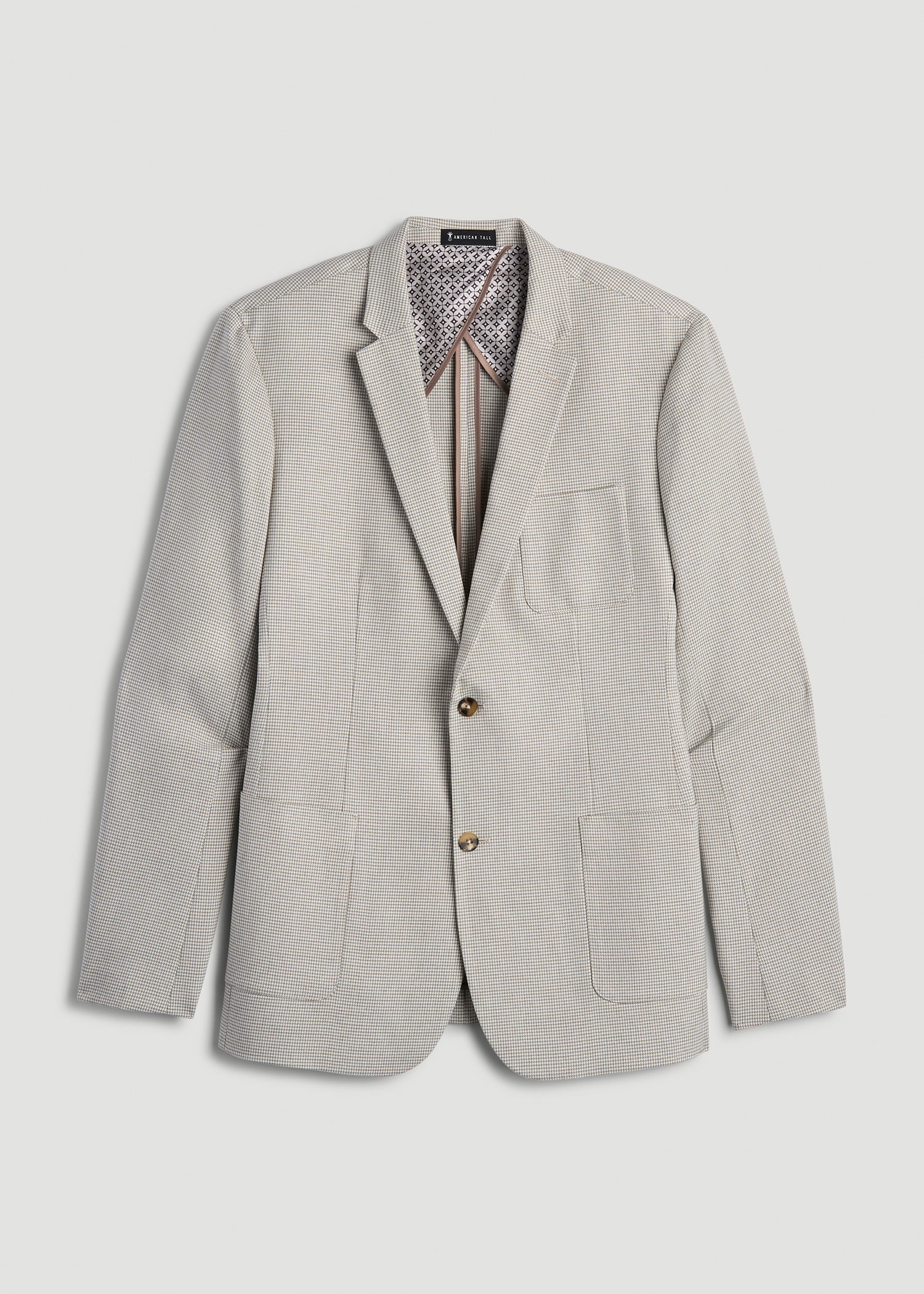 American Tall Outlet | Core Blazer for Tall Men in Beige and Grey Houndstooth