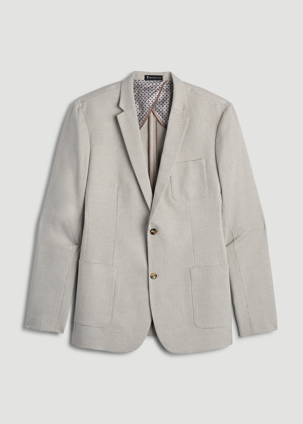 American Tall Outlet | Core Blazer for Tall Men in Beige and Grey Houndstooth