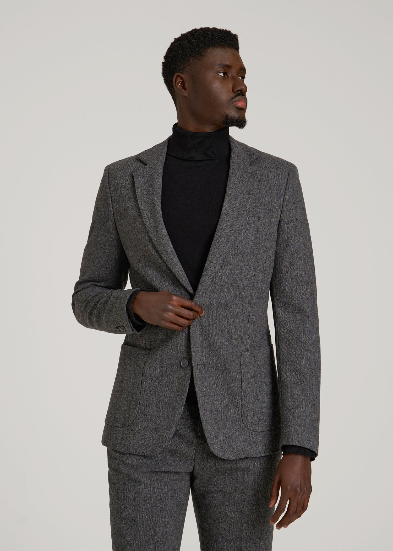 American Tall Online Shop | Wool Blend Blazer for Tall Men in Anthracite Tweed