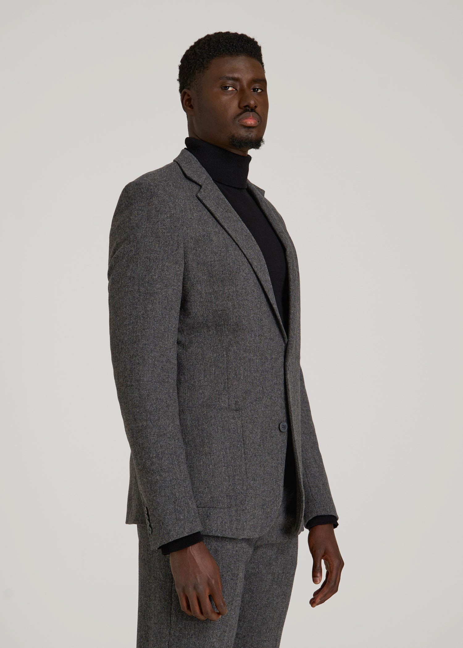 American Tall Online Shop | Wool Blend Blazer for Tall Men in Anthracite Tweed