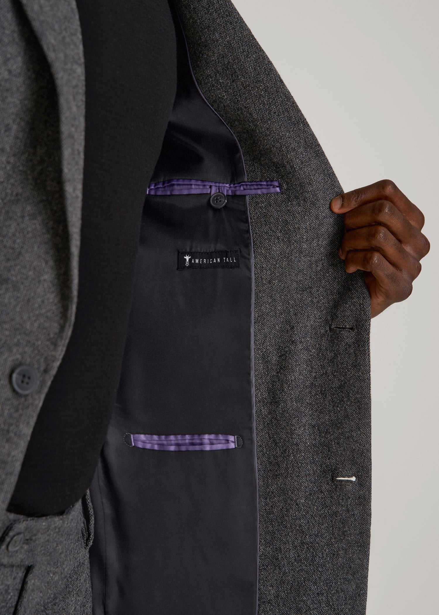American Tall Online Shop | Wool Blend Blazer for Tall Men in Anthracite Tweed