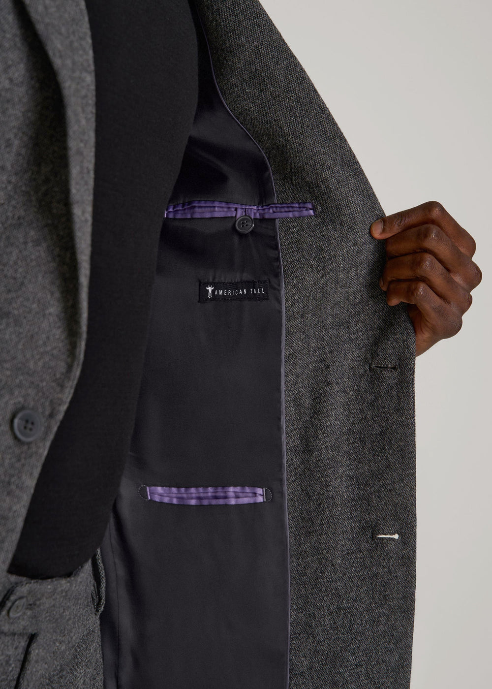 American Tall Online Shop | Wool Blend Blazer for Tall Men in Anthracite Tweed