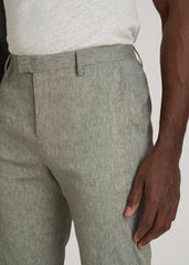 American Tall Discount | Stretch Linen Dress Pants for Tall Men in Climbing Ivy Linen