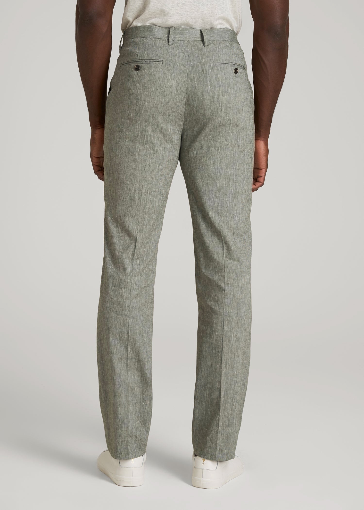 American Tall Discount | Stretch Linen Dress Pants for Tall Men in Climbing Ivy Linen