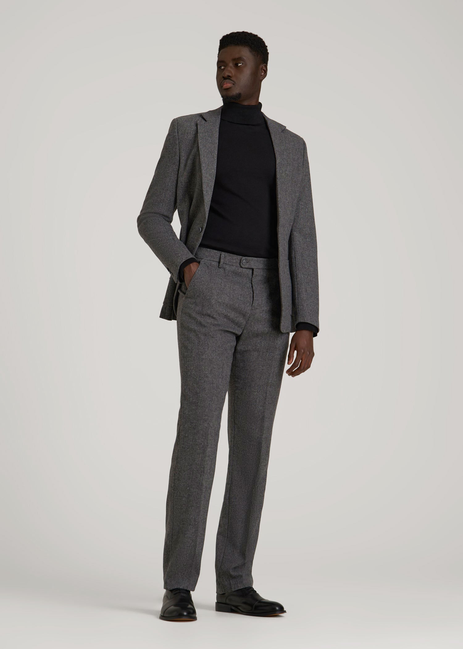 American Tall Online | Wool Blend Dress Pants for Tall Men in Anthracite Tweed