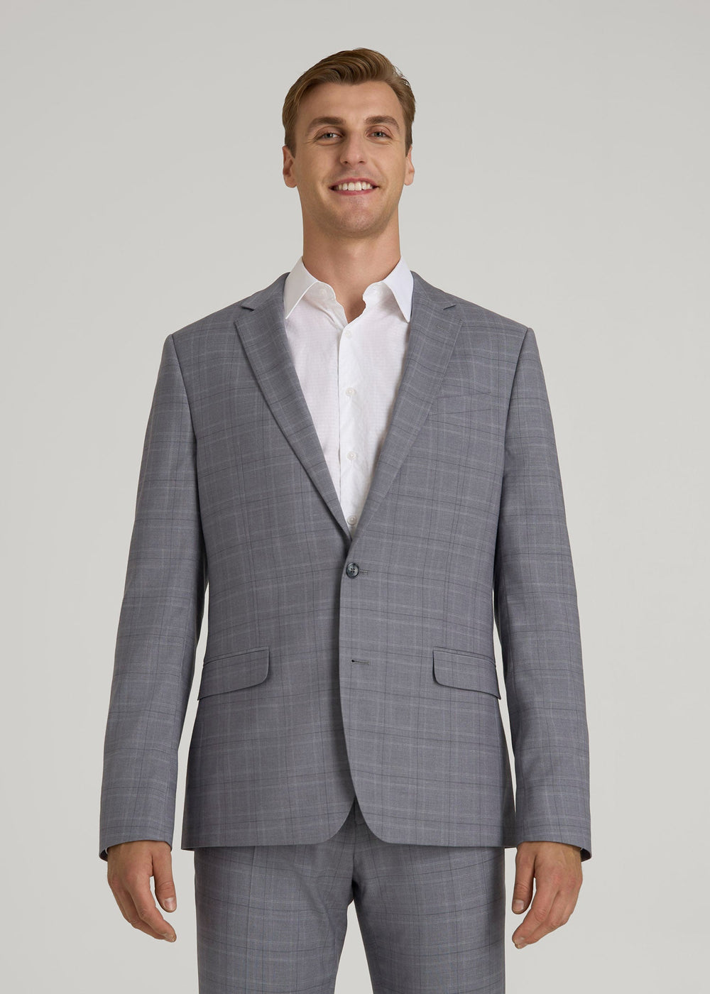 American Tall Outlet | Suit Jacket for Tall Men in Light Grey Plaid