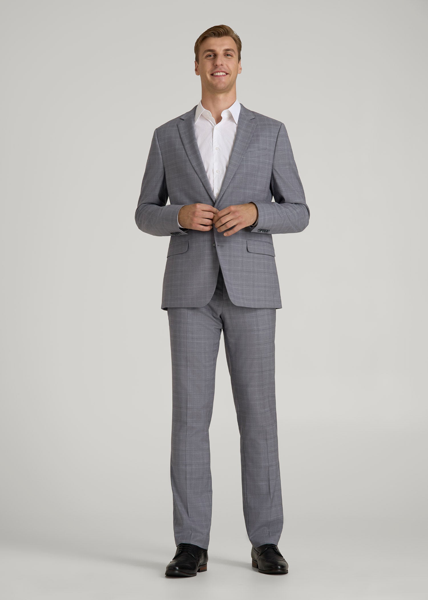 American Tall Outlet | Suit Jacket for Tall Men in Light Grey Plaid