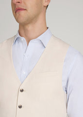 American Tall Online Shop | Stretch Linen Suit Vest for Tall Men in Light Beige Linen