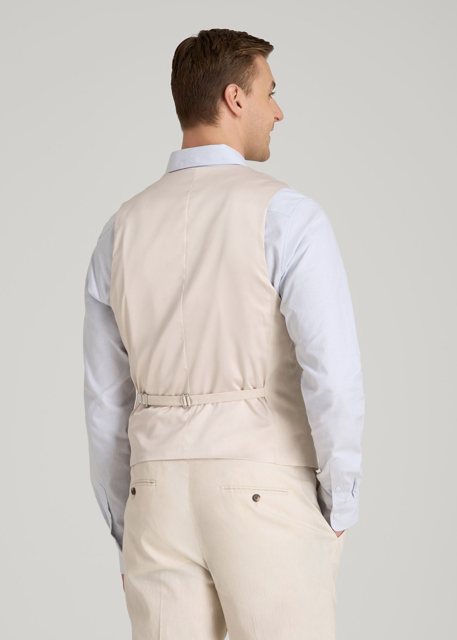 American Tall Online Shop | Stretch Linen Suit Vest for Tall Men in Light Beige Linen