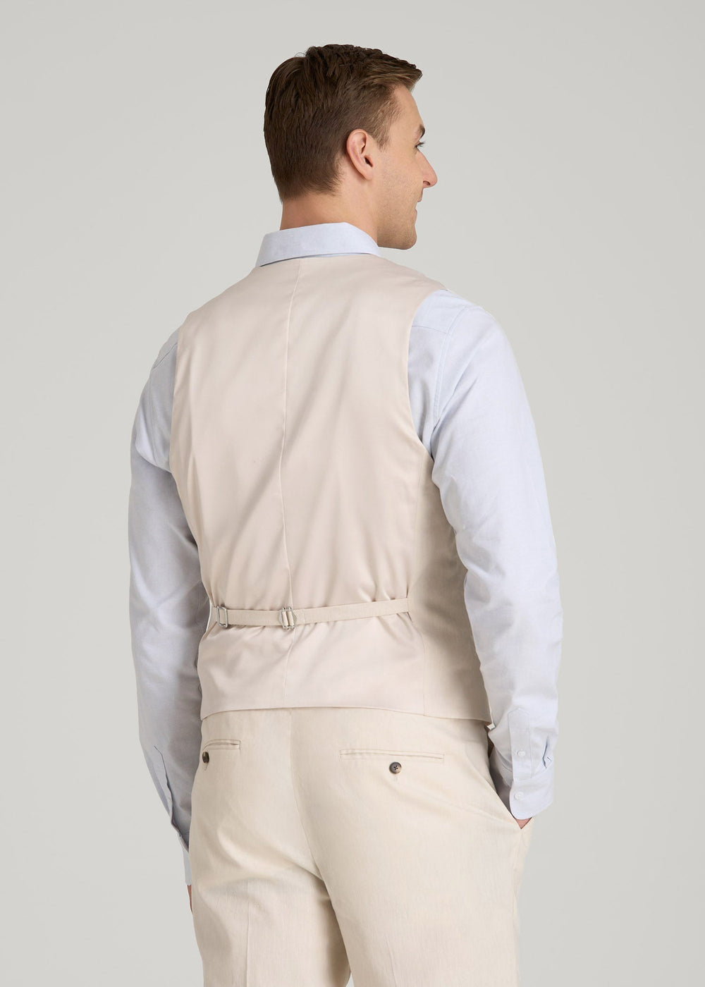 American Tall Online Shop | Stretch Linen Suit Vest for Tall Men in Light Beige Linen