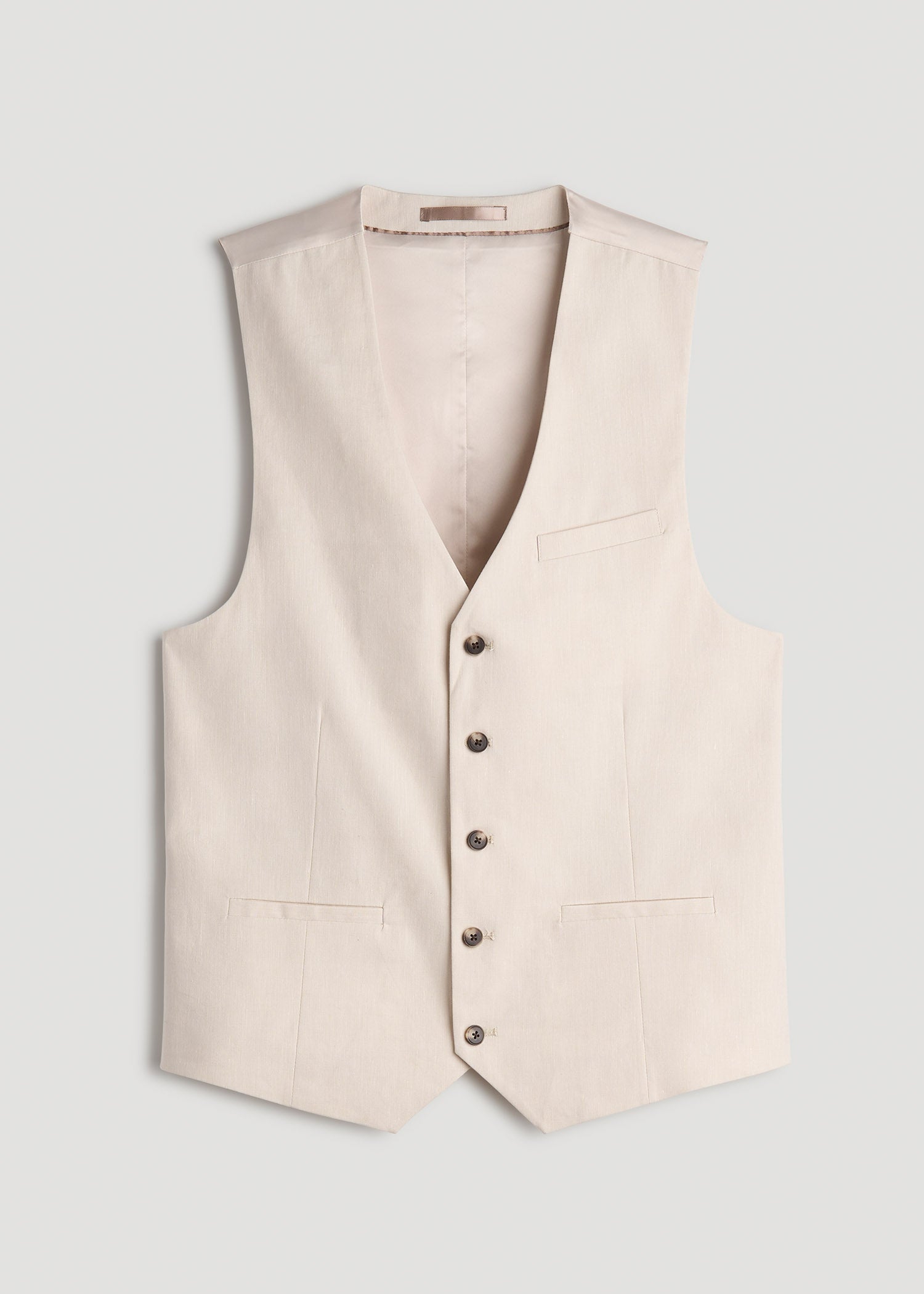 American Tall Online Shop | Stretch Linen Suit Vest for Tall Men in Light Beige Linen