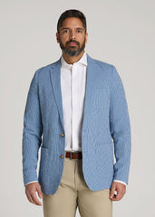 American Tall Discount | Stretch Seersucker Blazer for Tall Men in Tonal Blue Stripe