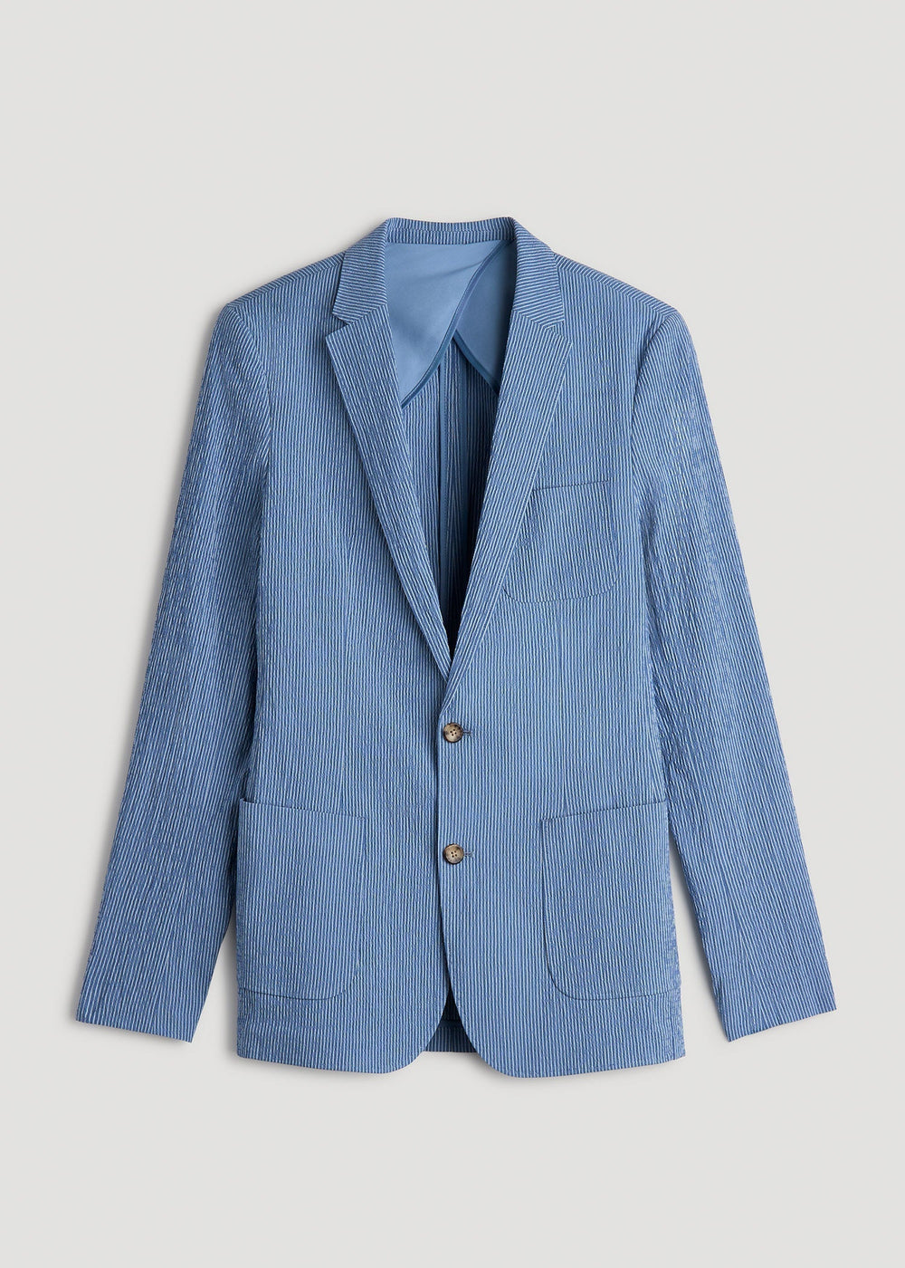 American Tall Discount | Stretch Seersucker Blazer for Tall Men in Tonal Blue Stripe