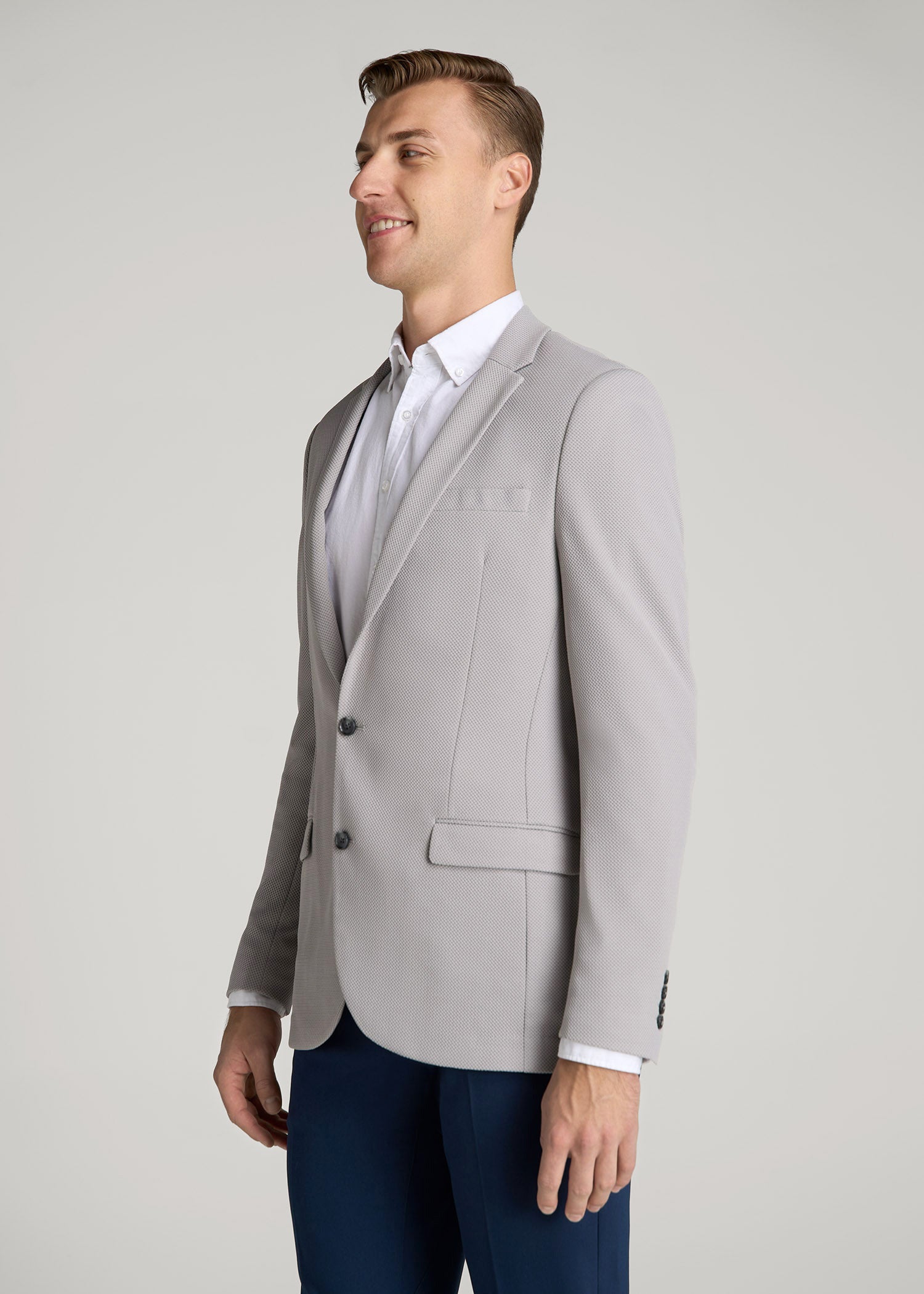 American Tall Online | Textured Blazer for Tall Men in Soft Grey