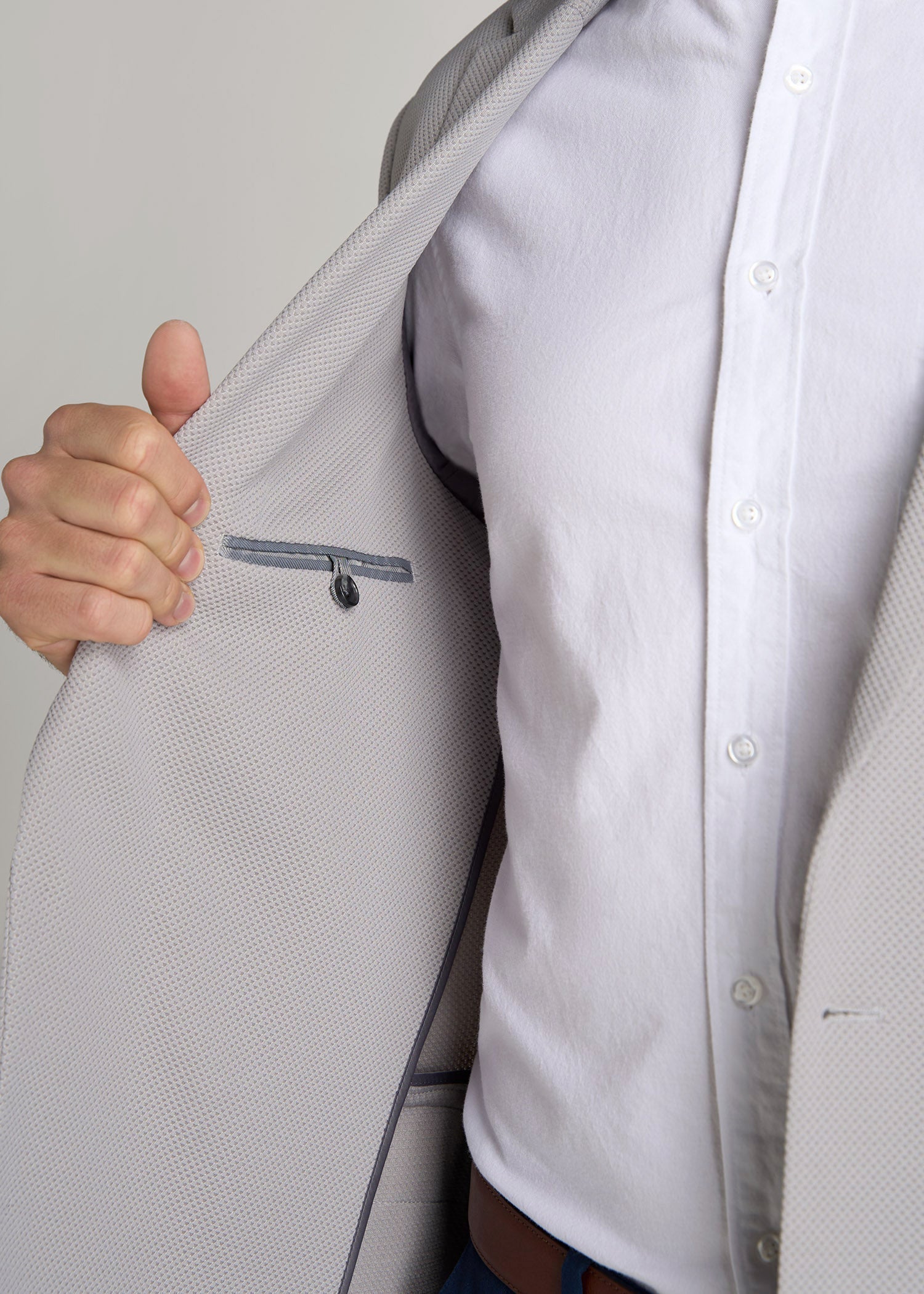 American Tall Online | Textured Blazer for Tall Men in Soft Grey