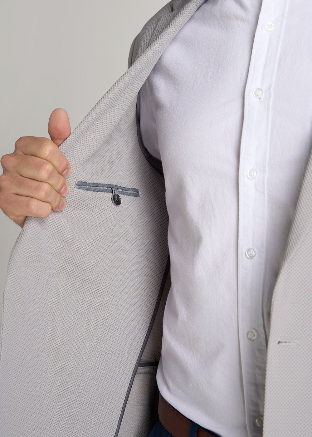 American Tall Online | Textured Blazer for Tall Men in Soft Grey