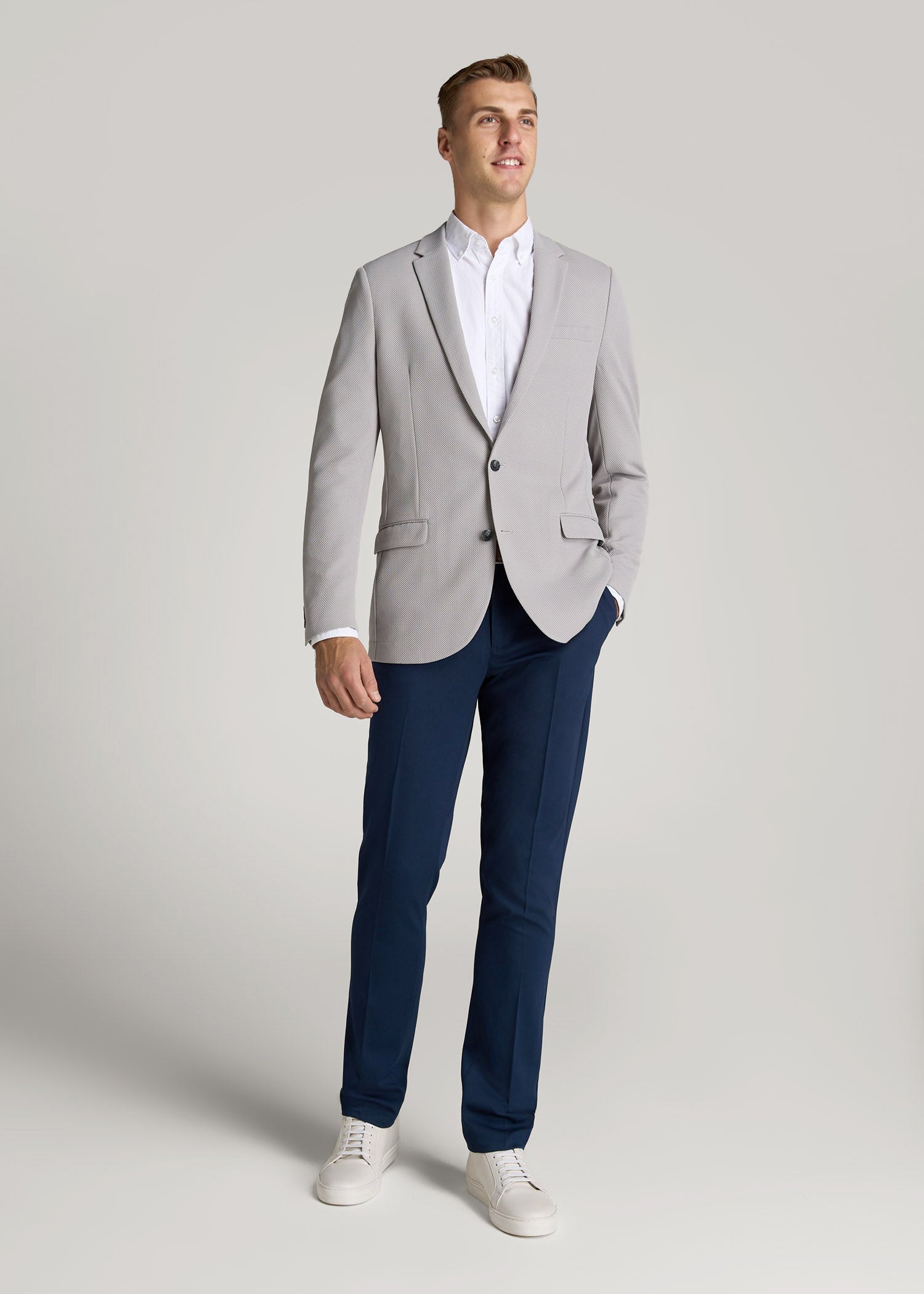 American Tall Online | Textured Blazer for Tall Men in Soft Grey