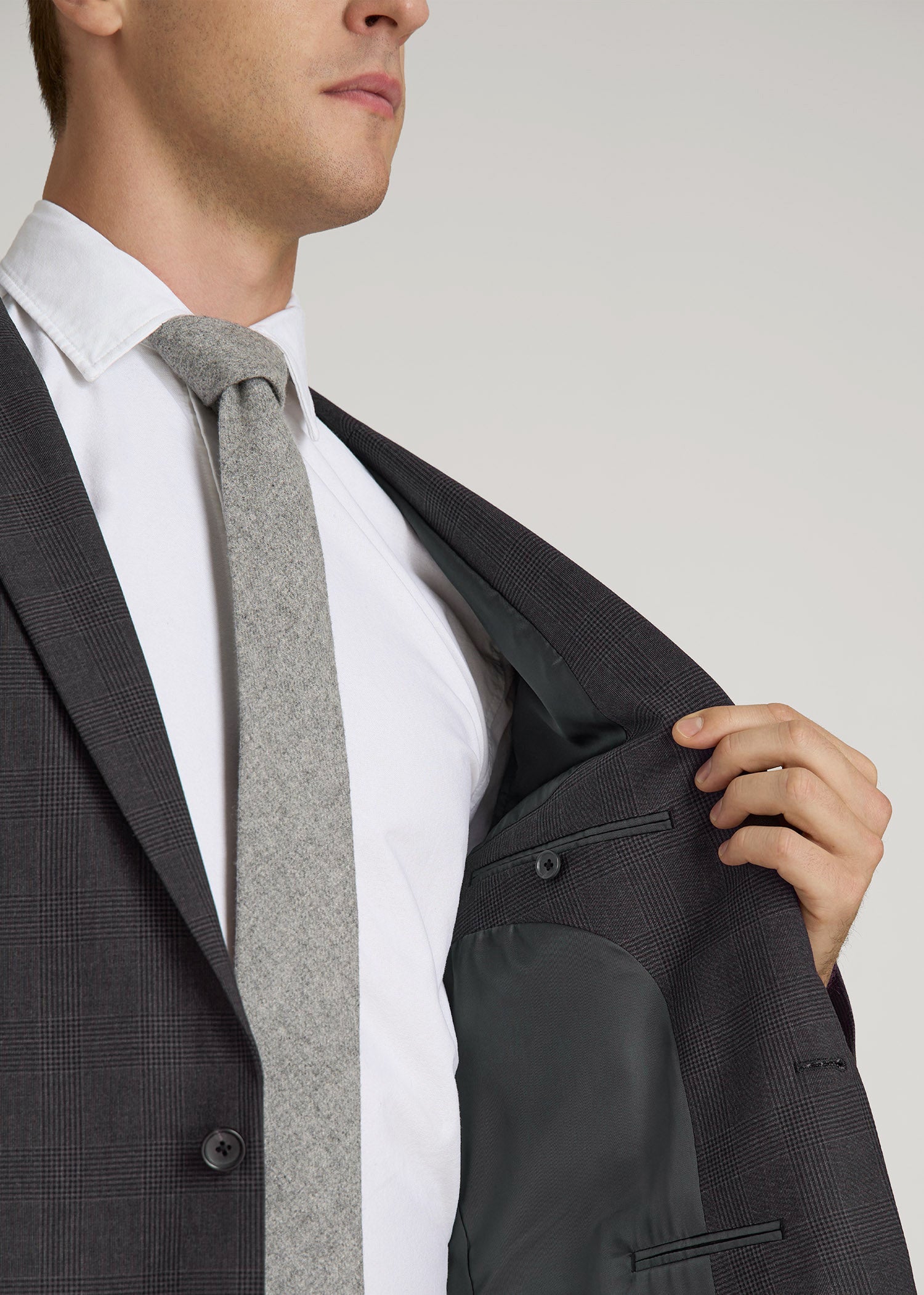 American Tall Sale | Suit Jacket for Tall Men in Charcoal Plaid