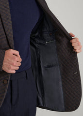 American Tall Outlet | Wool Blend Blazer for Tall Men in Indigo and Brown Houndstooth