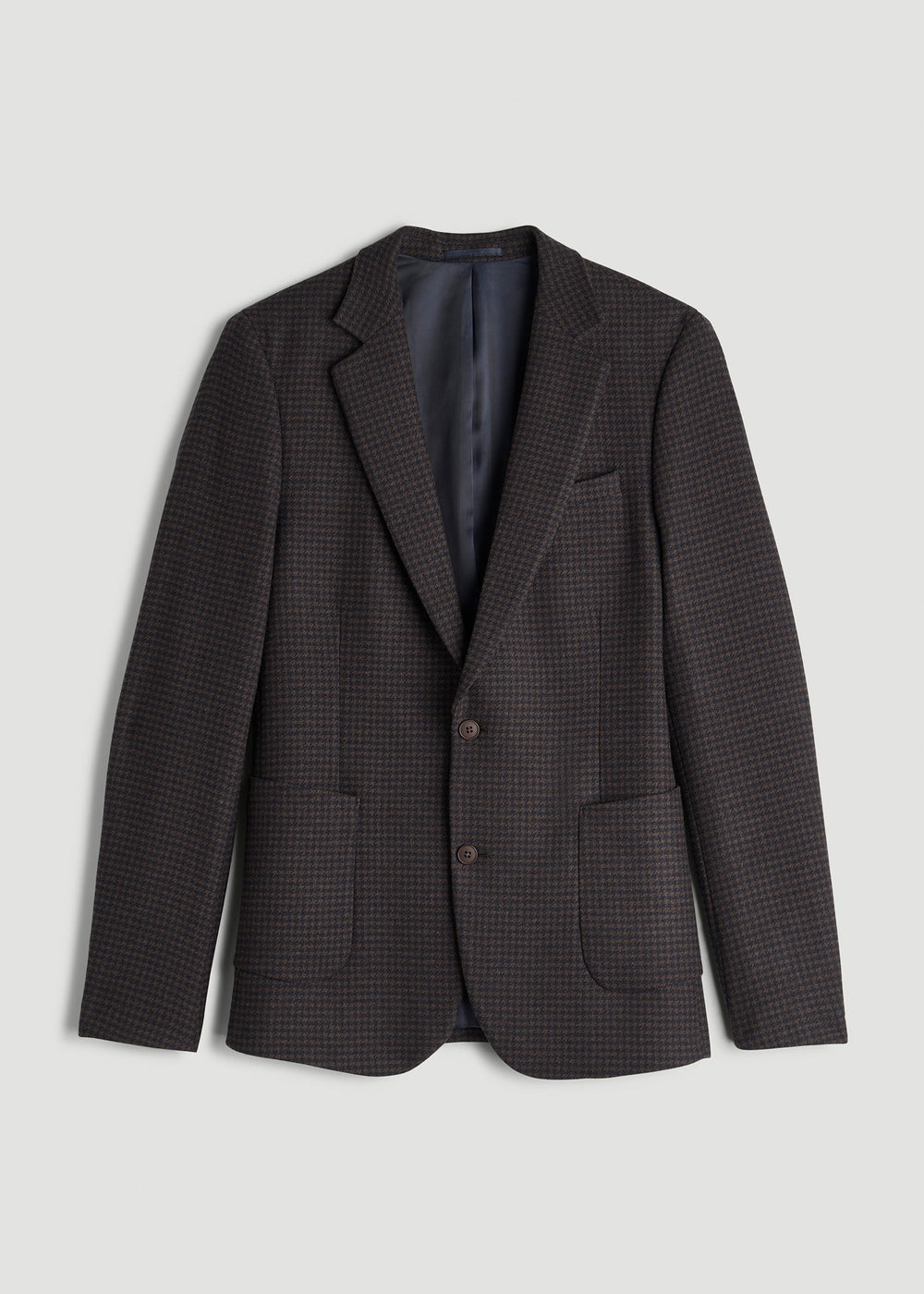 American Tall Outlet | Wool Blend Blazer for Tall Men in Indigo and Brown Houndstooth