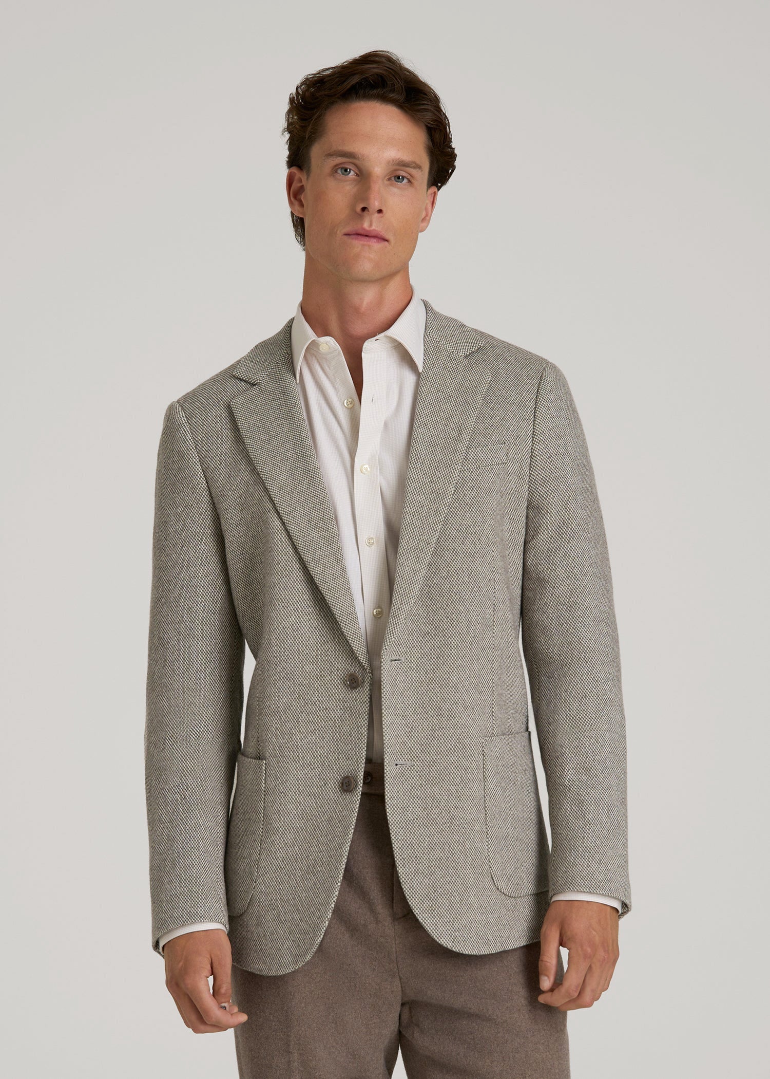 American Tall Sale | Wool Blend Blazer for Tall Men in Taupe Basketweave