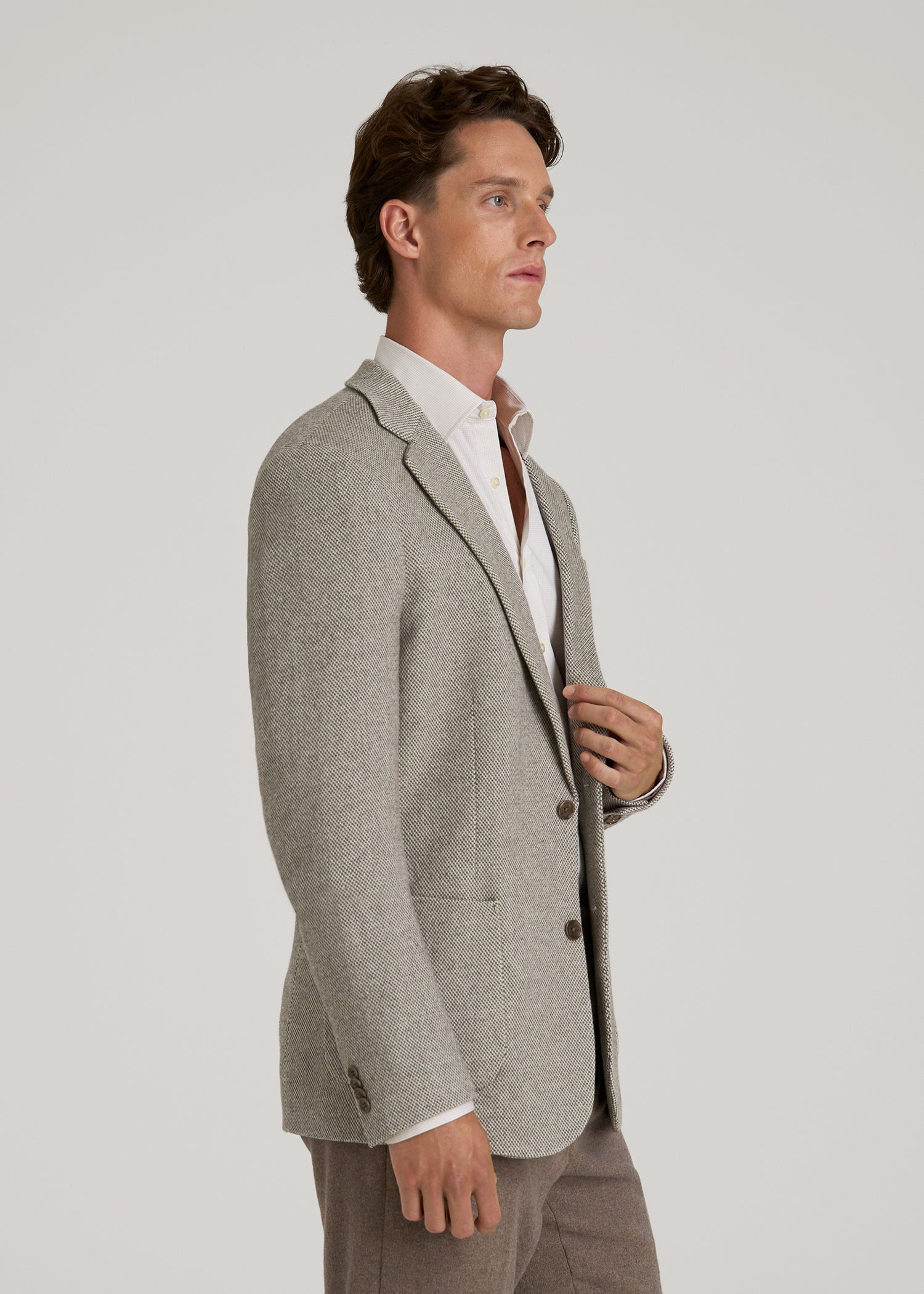American Tall Sale | Wool Blend Blazer for Tall Men in Taupe Basketweave