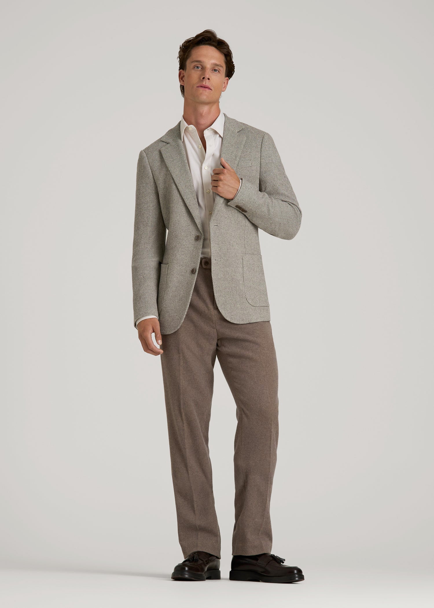 American Tall Sale | Wool Blend Blazer for Tall Men in Taupe Basketweave