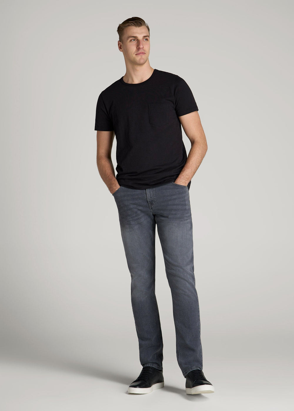 American Tall For Sale | Americana Collection Carman Tapered Fit Jeans For Tall Men in Wolf Grey