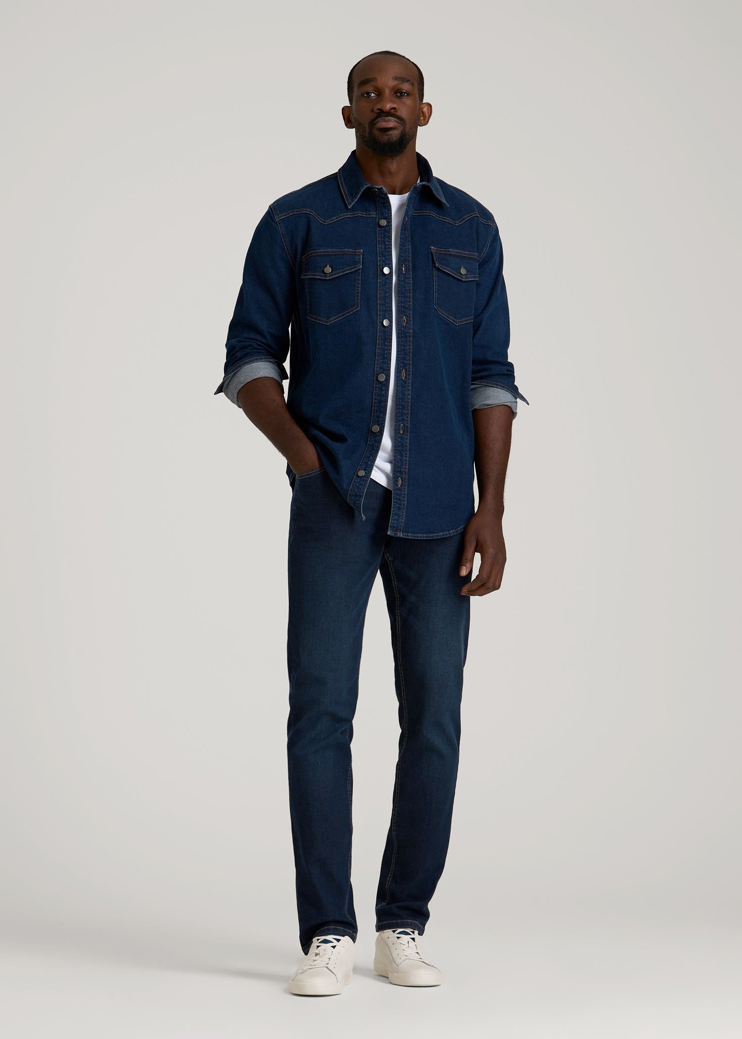American Tall Sale | Carman TAPERED Jeans for Tall Men in Blue Steel